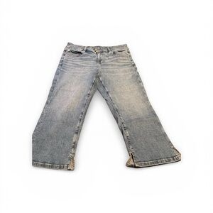 American Eagle Outfitters Cropped Denim with Tan Patch size 14